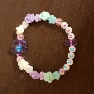 Hand made bead bracelet: 🌸 F off 🌸